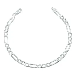 Pulsera Plata 925 Cadena Figaro Diamantada Hombre - Imagen 1