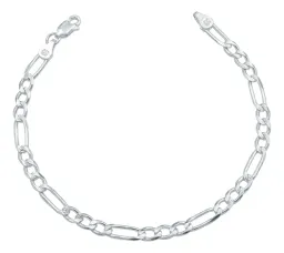 Pulsera Plata 925 Cadena Figaro Diamantada Hombre - Imagen 1