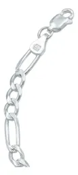 Pulsera Plata 925 Cadena Figaro Diamantada Hombre - Imagen 5