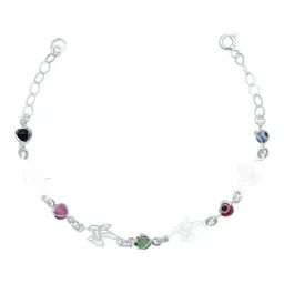Pulsera Plata 925 Colibrí Ojo Turco Multicolor Ajustable - Imagen 1