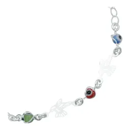 Pulsera Plata 925 Colibrí Ojo Turco Multicolor Ajustable - Imagen 3