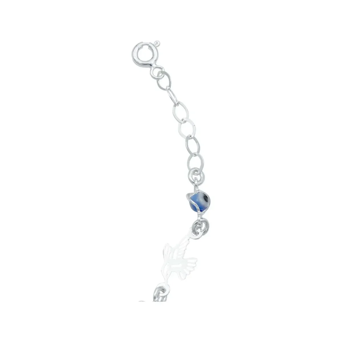 Pulsera Plata 925 Colibrí Ojo Turco Multicolor Ajustable - Imagen 4