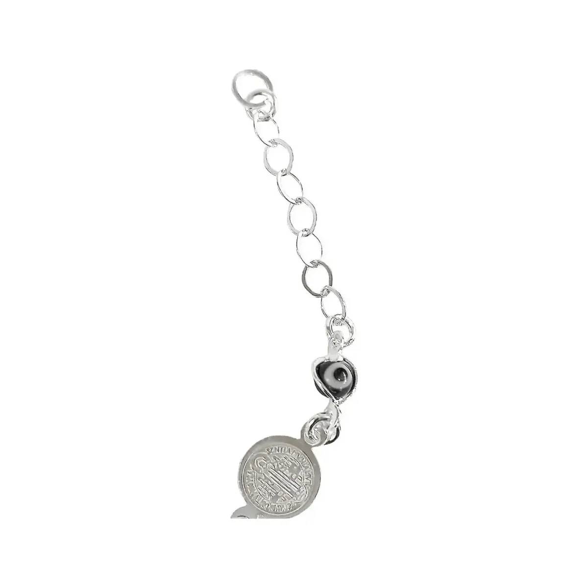Pulsera Plata 925 con Medallas San Benito Multicolor Ajustable - Imagen 3