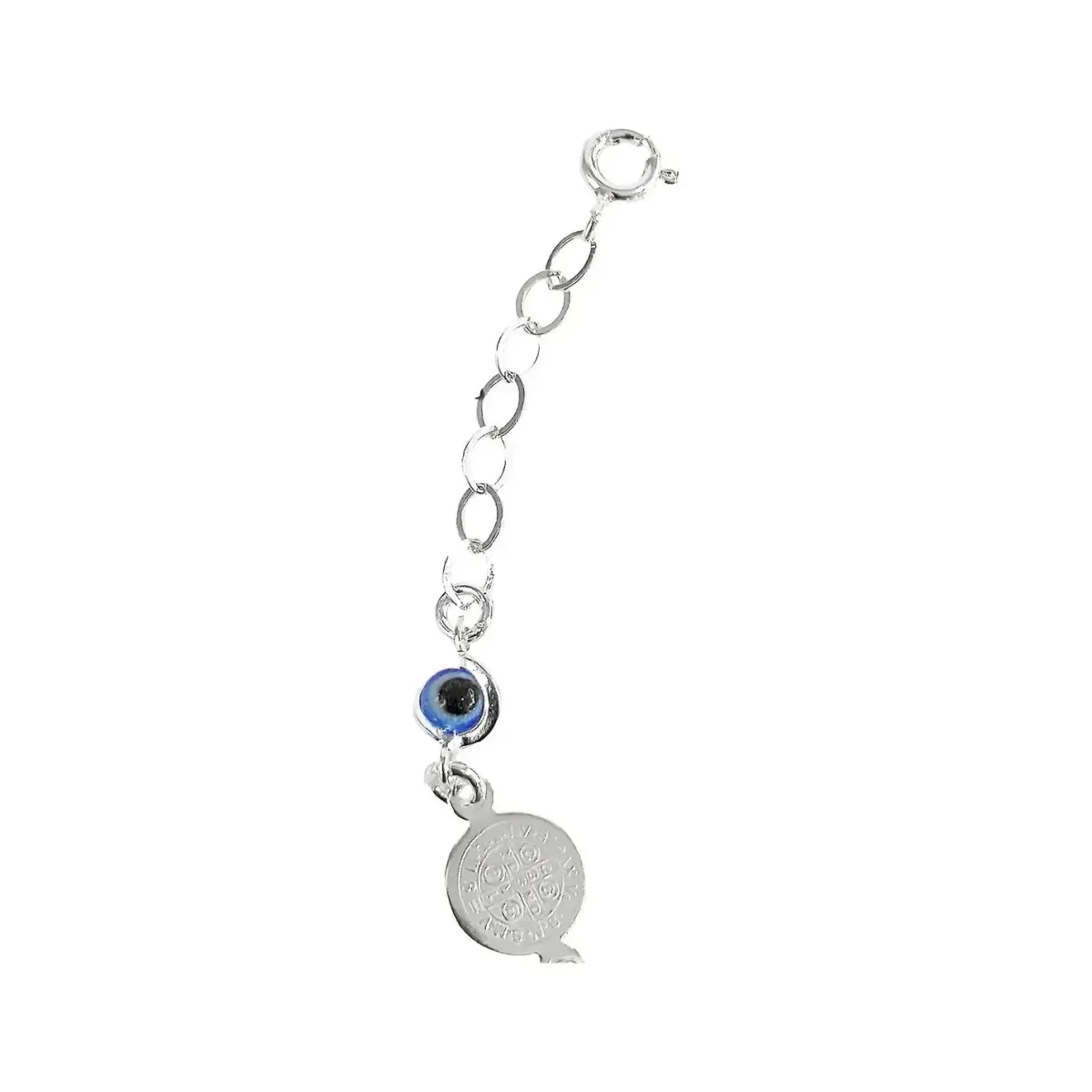 Pulsera Plata 925 con Medallas San Benito Multicolor Ajustable - Imagen 4