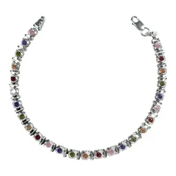 Pulsera Plata 925 con Zirconias Multicolor Diseño Moderno para Mujer - Imagen 1