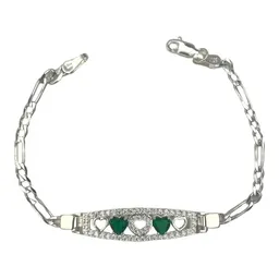 Pulsera Plata 925 Corazón con Zirconia Verde - Imagen 1
