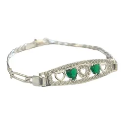 Pulsera Plata 925 Corazón con Zirconia Verde - Imagen 2