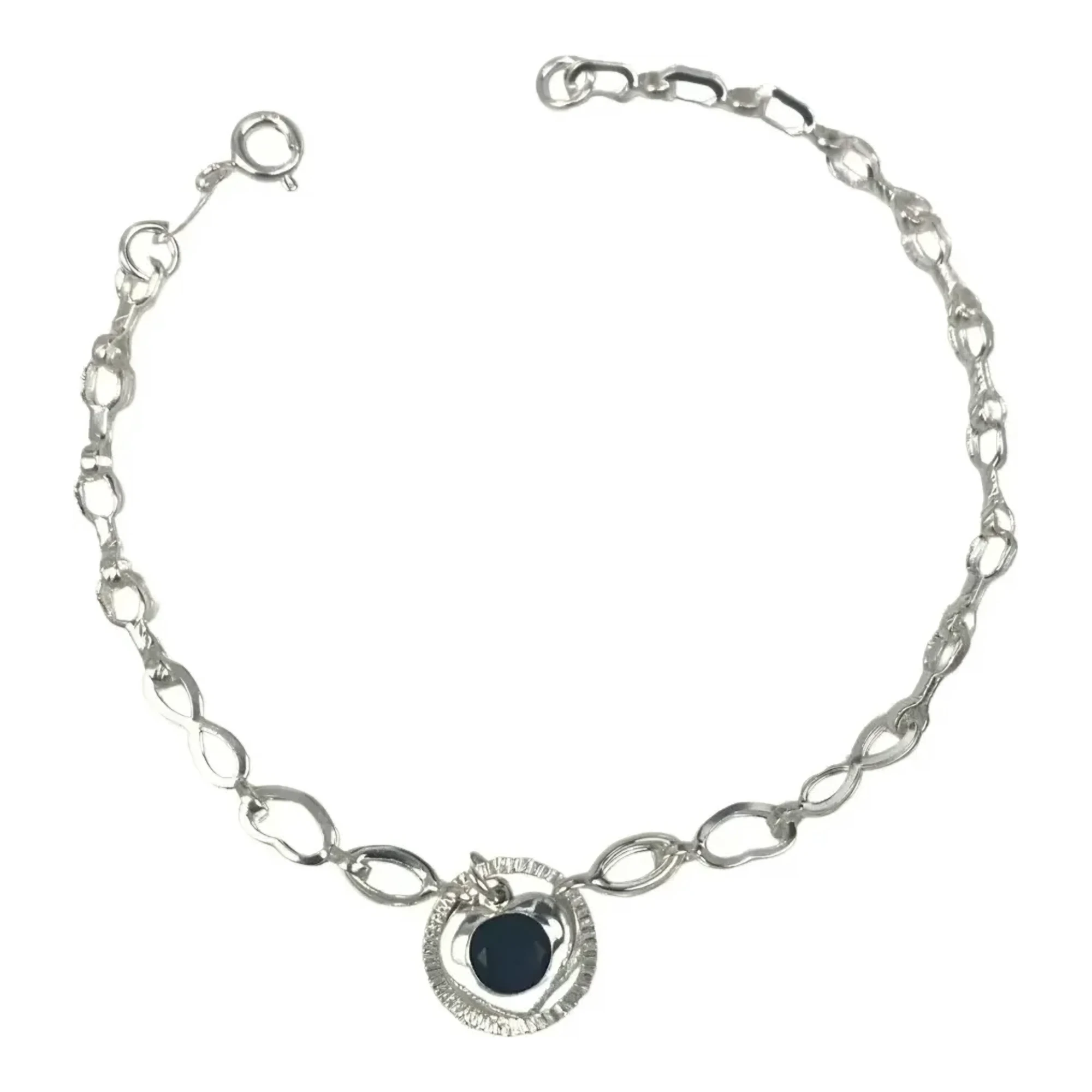 Pulsera corazón infinito plata 925 ajustable de 19 cm y 4 mm con broche perico dije liso y acabado negro para mujer en México