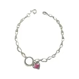 Pulsera Plata 925 Corazón Infinito Ajustable Tono Rosa - Imagen 1