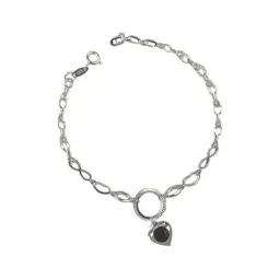 Pulsera Plata 925 Corazón Infinito Esmalte Rojo Ajustable - Imagen 1