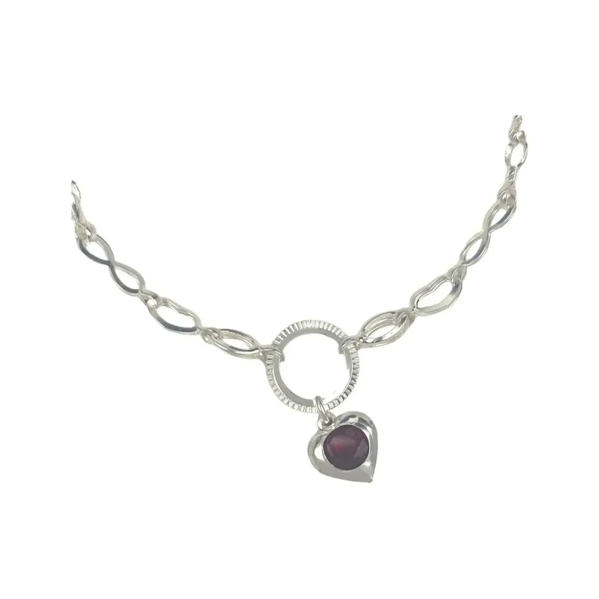 Pulsera Plata 925 Corazón Infinito Esmalte Rojo Ajustable - Imagen 2