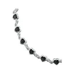 Pulsera Plata 925 Corazones con Zirconia Negra - Imagen 2
