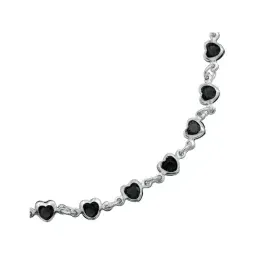 Pulsera Plata 925 Corazones con Zirconia Negra - Imagen 3