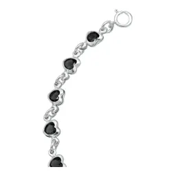 Pulsera Plata 925 Corazones con Zirconia Negra - Imagen 4