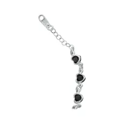 Pulsera Plata 925 Corazones con Zirconia Negra - Imagen 5