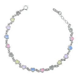 Pulsera Plata 925 Corazones Entrelazados con Zirconias Multicolor - Imagen 1