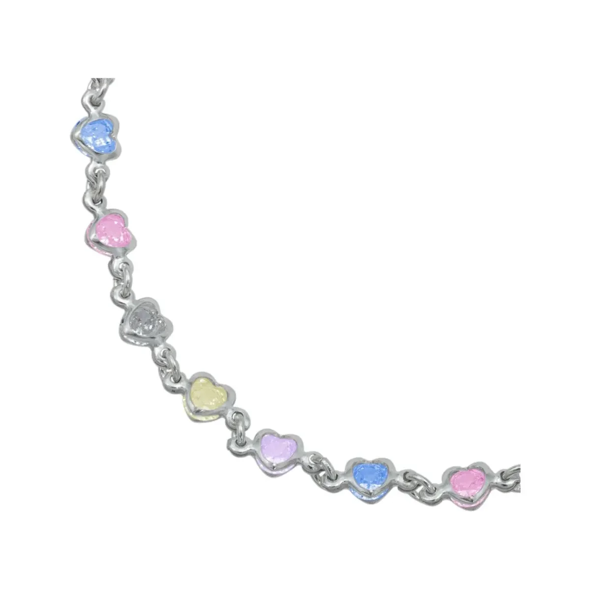 Pulsera Plata 925 Corazones Entrelazados con Zirconias Multicolor - Imagen 2