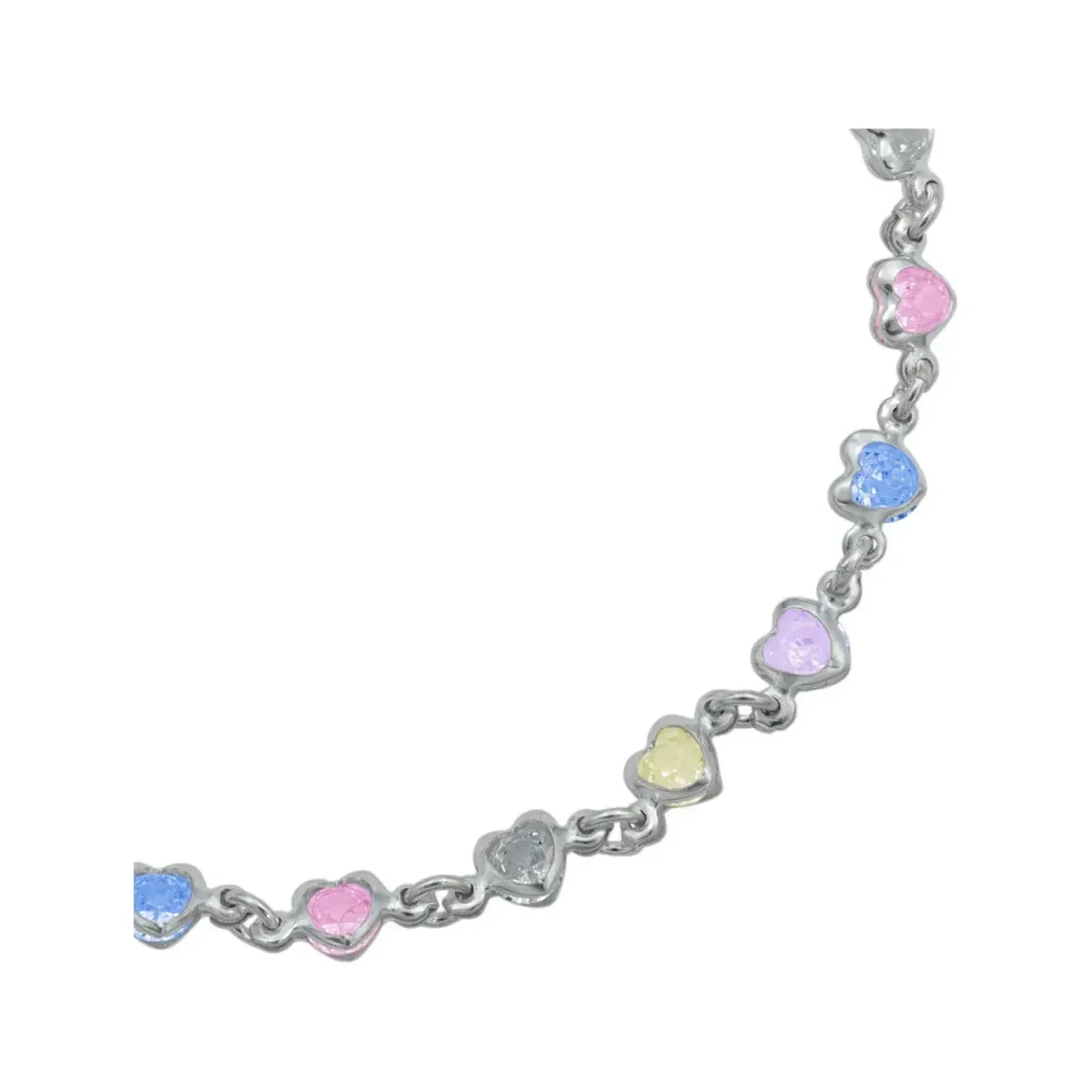 Pulsera Plata 925 Corazones Entrelazados con Zirconias Multicolor - Imagen 3