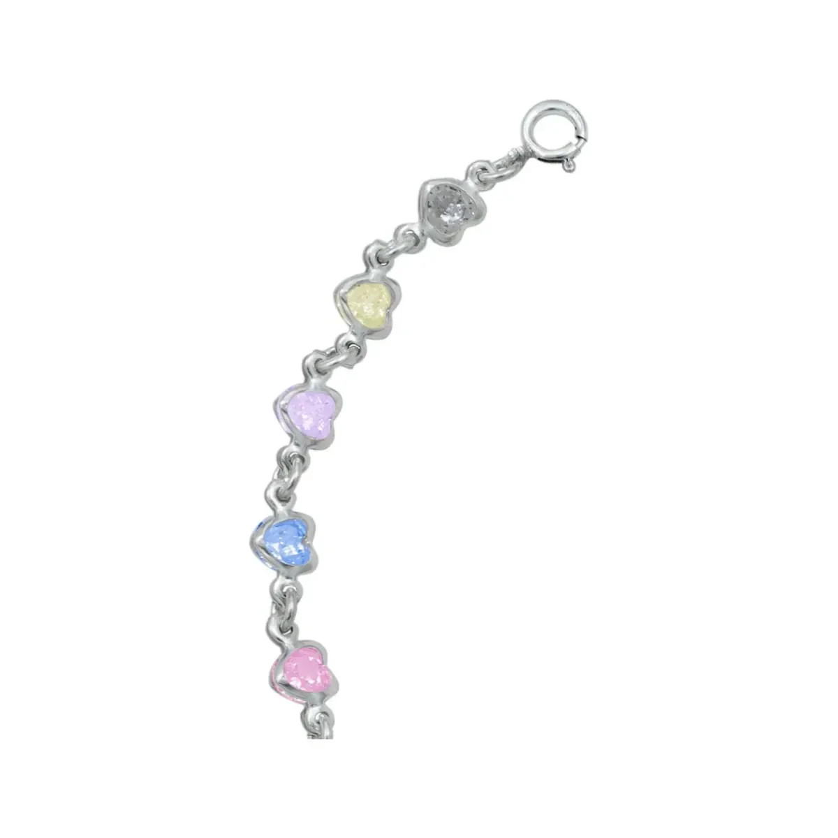 Pulsera Plata 925 Corazones Entrelazados con Zirconias Multicolor - Imagen 4