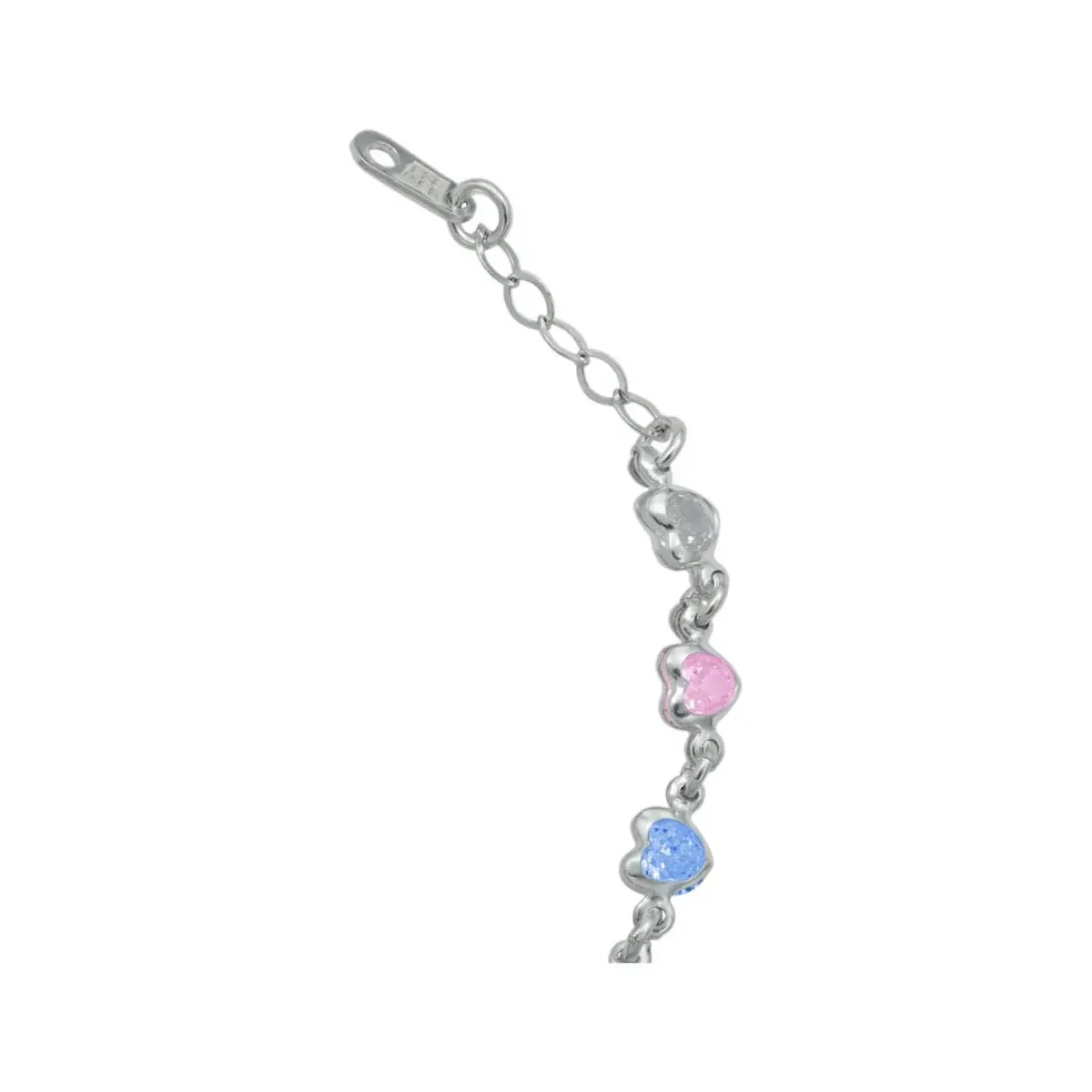 Pulsera Plata 925 Corazones Entrelazados con Zirconias Multicolor - Imagen 5