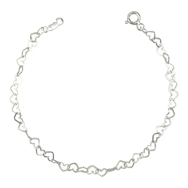 Pulsera Plata 925 Corazones Huecos Separados 18cm - Imagen 1