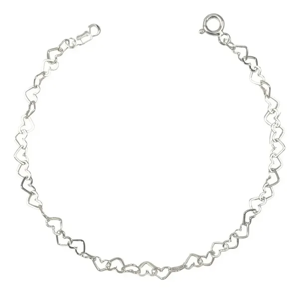 Pulsera Plata 925 Corazones Huecos Separados 18cm - Imagen 1