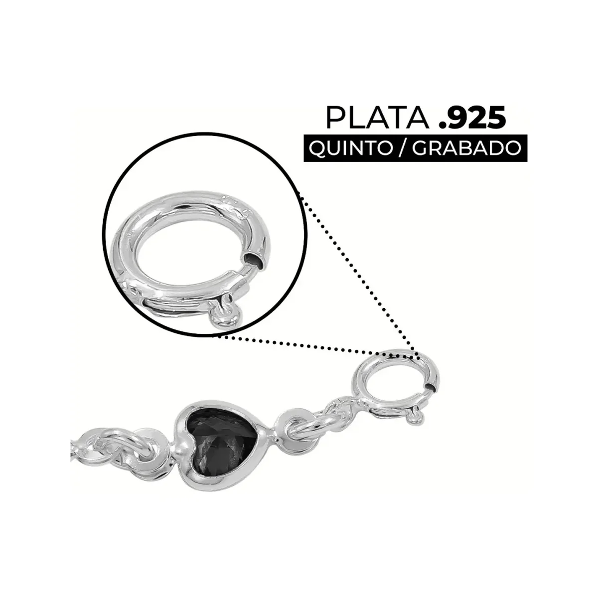 Pulsera de Plata .925 con Corazones Dijes y Zirconia Multicolor - Imagen 3