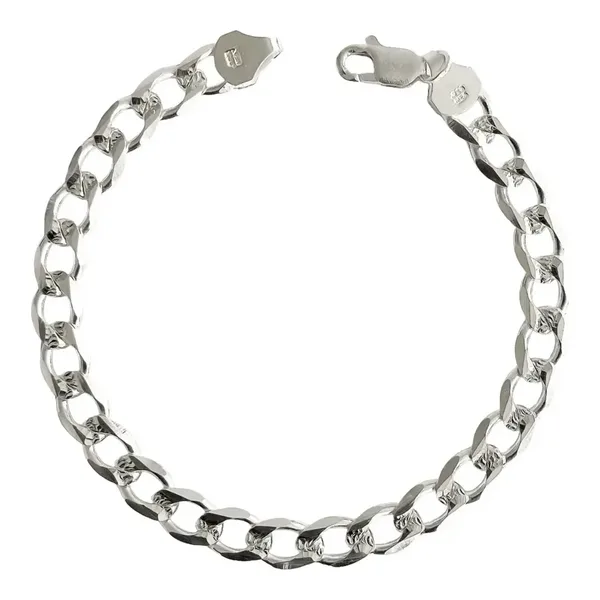 Pulsera de plata .925 plateado esclava cubana diamantada para hombre — Joyaris