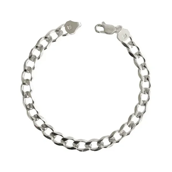 Pulsera de plata .925 plateado esclava cubana diamantada para hombre — Joyaris