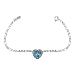 Pulsera Plata 925 Dije Corazón del Mar con Cristal Azul - Imagen 1