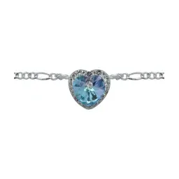 Pulsera Plata 925 Dije Corazón del Mar con Cristal Azul - Imagen 2