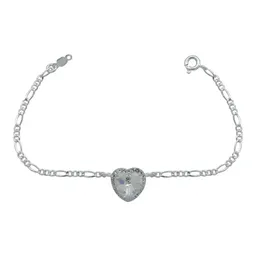 Pulsera Plata 925 Dije Corazón del Mar Cristal Blanco - Imagen 1