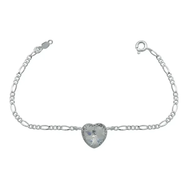 Pulsera de plata .925 blanca dije corazon del mar broche perico — Joyaris