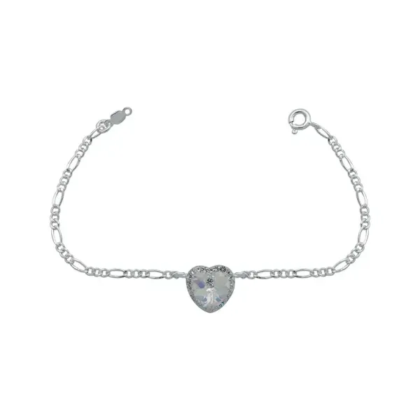 Pulsera de plata .925 blanca dije corazon del mar broche perico — Joyaris