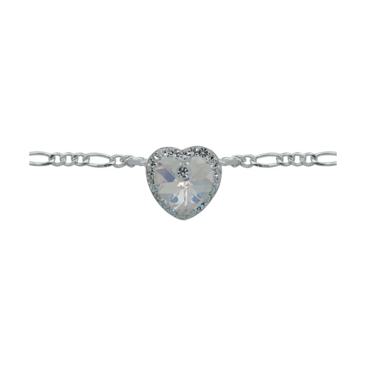 Pulsera Plata 925 Dije Corazón del Mar Cristal Blanco - Imagen 2