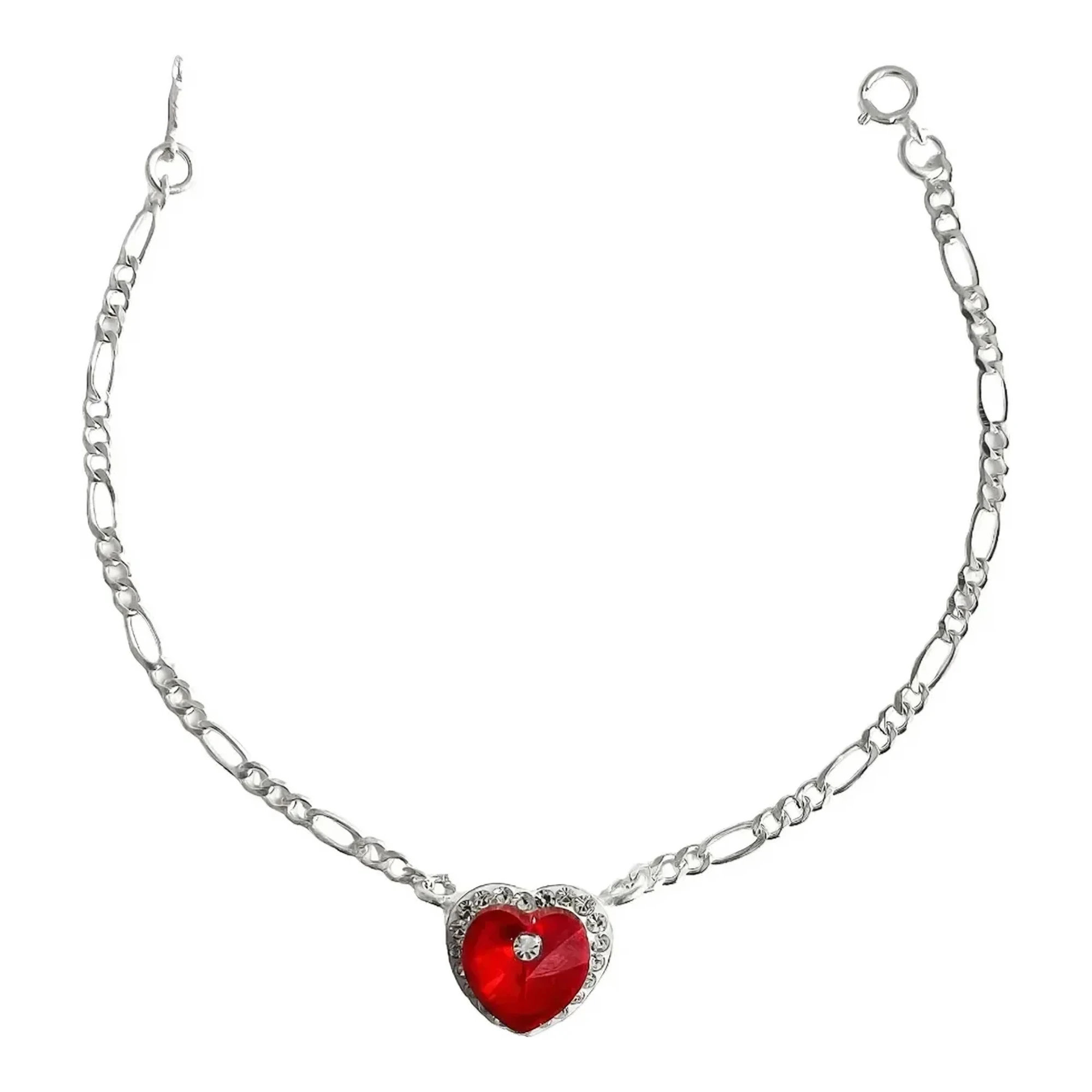 Pulsera de Plata .925 con Dije Corazón Esmaltado Rojo para mujer, joyería de plata .925 mexicana, regalo para ella, diseño mo