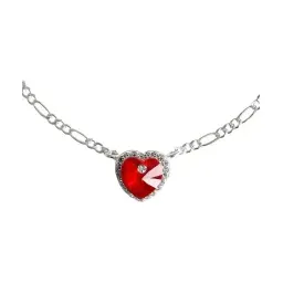 Pulsera Plata 925 Dije Corazón Esmaltado Rojo para Mujer - Imagen 2