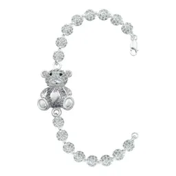Pulsera Plata 925 Diseño Oso Corazón con Zirconia Violeta - Imagen 1