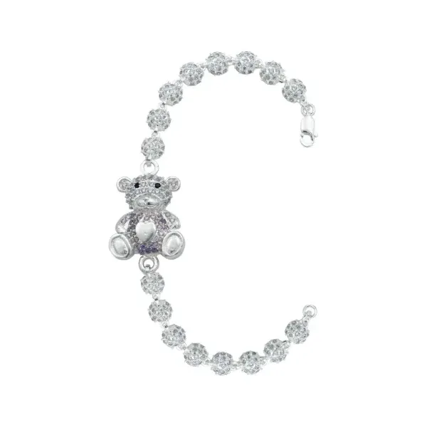 Pulsera de plata .925 violeta zirconias dije oso corazon — Joyaris