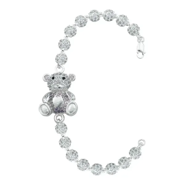 Pulsera de plata .925 violeta zirconias dije oso corazon — Joyaris