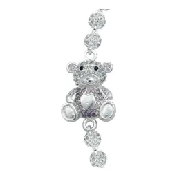 Pulsera Plata 925 Diseño Oso Corazón con Zirconia Violeta - Imagen 2