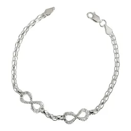 Pulsera Plata 925 Doble Infinito con Corazón Ajustable - Imagen 2
