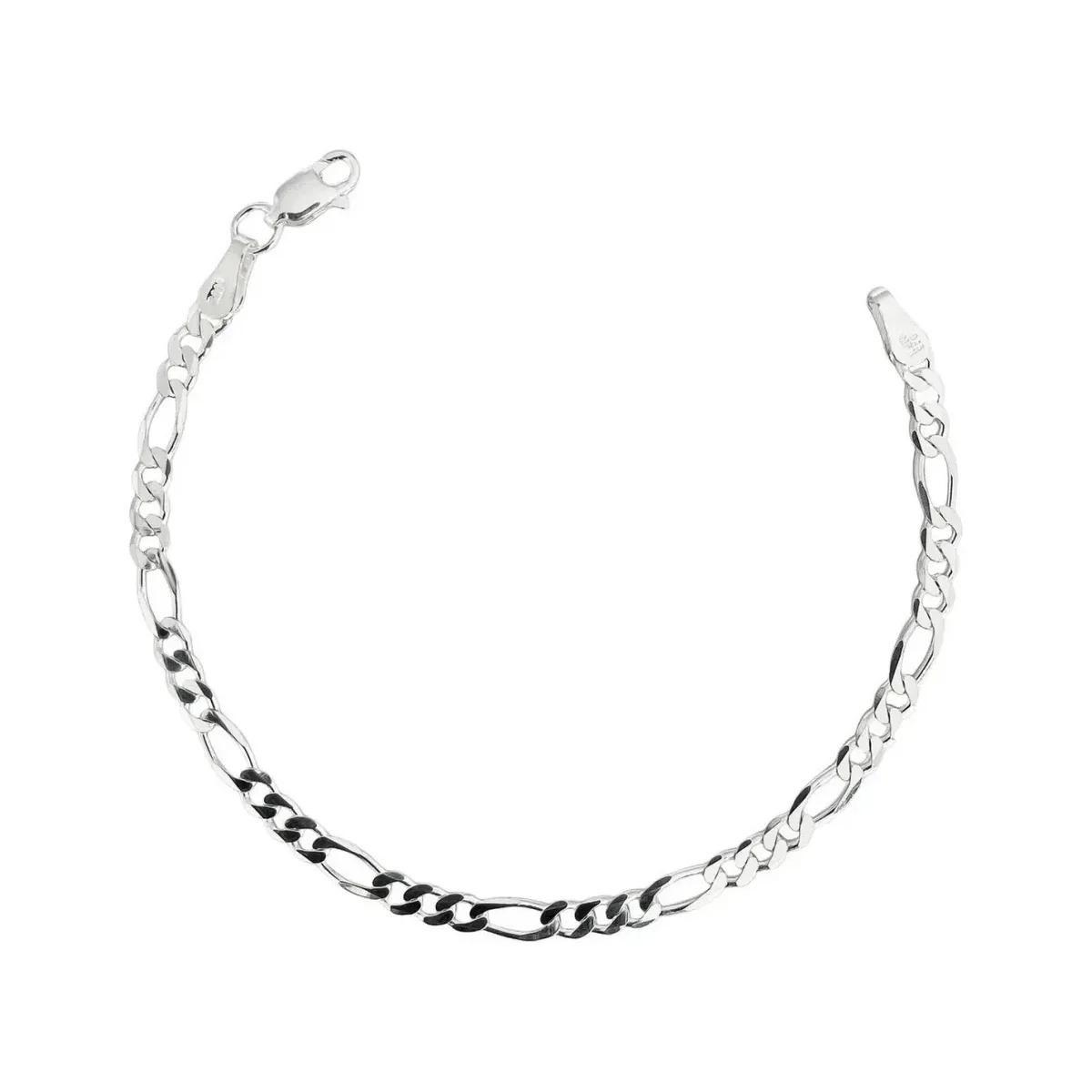 Pulsera Plata .925 Figaro 3x1 para Hombre de 21.5cm, pulsera plata hombre figaro con eslabones pulidos, broche perico, diseño