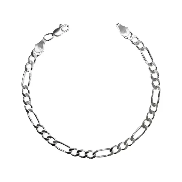 Pulsera Plata .925 Fígaro Eslabones Robustos para Hombre - Imagen 1