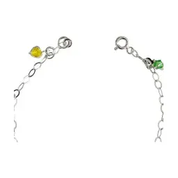 Pulsera Plata .925 Flores Multicolor Ajustable - Imagen 2