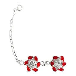Pulsera Plata 925 Flores Zirconias Rojas Elegante Mujer - Imagen 3