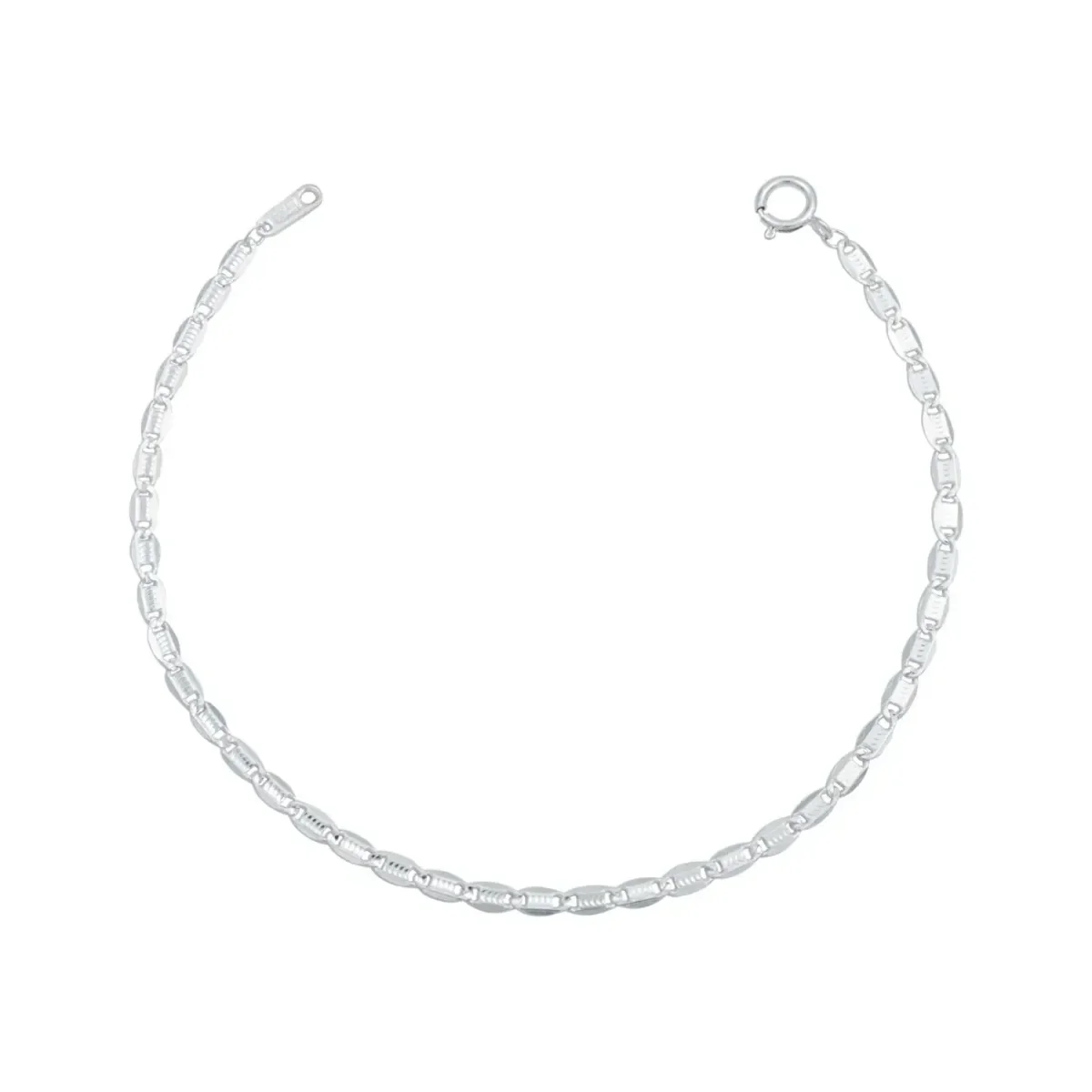 Pulsera de plata .925 para mujer, diseño marinero con eslabones diamantados. Brazalete de plata brillante, estilo moderno y a