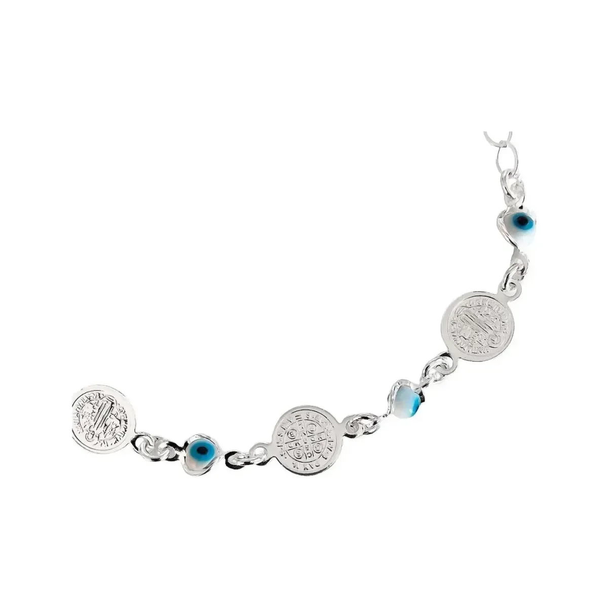 Pulsera Plata 925 Medallas San Benito Ajustable - Imagen 2