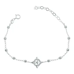 Pulsera Plata 925 Nudo Bruja Bolitas Diamantadas Ajustable - Imagen 1