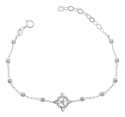 Pulsera Plata 925 Nudo Bruja Bolitas Diamantadas Ajustable - Imagen 1